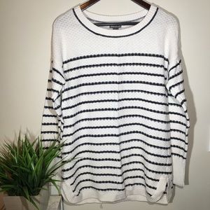 Eddie Bauer Tunic Cotton Sweater White/Black M